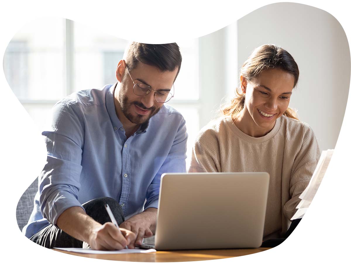 couple looking at computer